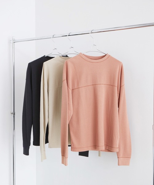 EFOLE(エフォル)の「サーマル クルーネック ロングTシャツ(Tシャツ/カットソー・レディース・ブラック/ベージュ/ピンク・FREE)」の3枚目の写真