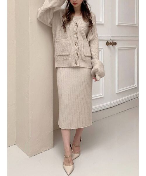 RESEXXY（リゼクシー）の「カラーニットキャミワンピース【セットアップ着用可能】（ワンピース・レディース・ブラウン/ベージュ/グリーン・FREE）」の3枚目の写真