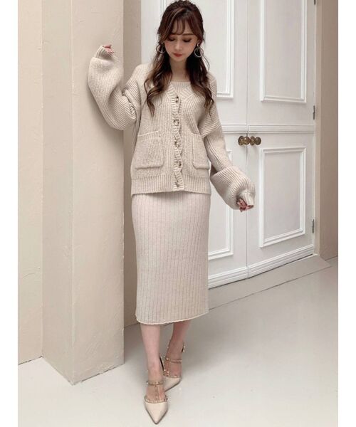 RESEXXY（リゼクシー）の「カラーニットキャミワンピース【セットアップ着用可能】（ワンピース・レディース・ブラウン/ベージュ/グリーン・FREE）」の7枚目の写真