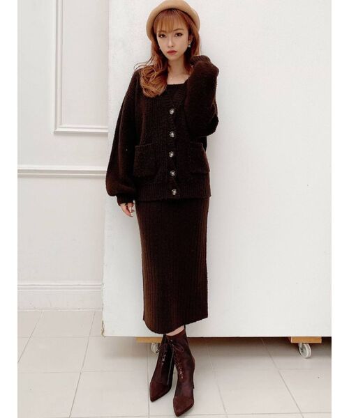 RESEXXY（リゼクシー）の「カラーニットキャミワンピース【セットアップ着用可能】（ワンピース・レディース・ブラウン/ベージュ/グリーン・FREE）」の8枚目の写真