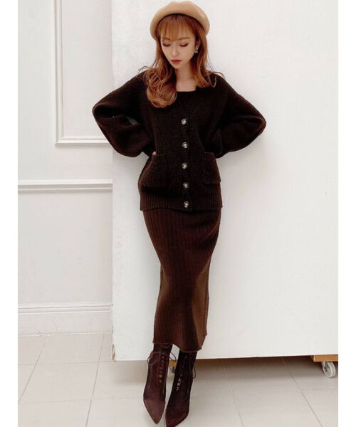 RESEXXY（リゼクシー）の「カラーニットキャミワンピース【セットアップ着用可能】（ワンピース・レディース・ブラウン/ベージュ/グリーン・FREE）」の11枚目の写真