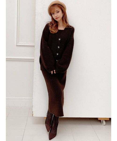 RESEXXY（リゼクシー）の「カラーニットキャミワンピース【セットアップ着用可能】（ワンピース・レディース・ブラウン/ベージュ/グリーン・FREE）」の13枚目の写真