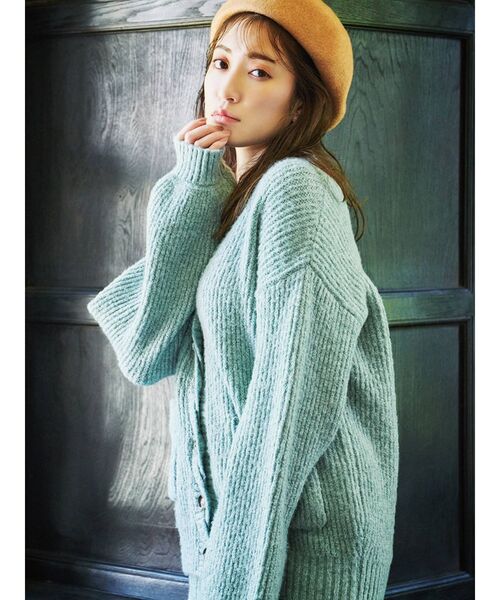 RESEXXY（リゼクシー）の「カラーニットキャミワンピース【セットアップ着用可能】（ワンピース・レディース・ブラウン/ベージュ/グリーン・FREE）」の14枚目の写真