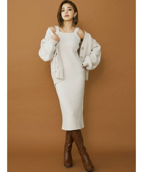 RESEXXY（リゼクシー）の「カラーニットキャミワンピース【セットアップ着用可能】（ワンピース・レディース・ブラウン/ベージュ/グリーン・FREE）」の17枚目の写真