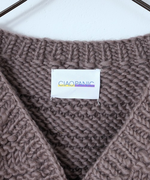 CIAOPANIC（チャオパニック）の「ハンドニットカーディガン（カーディガン/ボレロ・レディース・オフホワイト/モスグリーン/モカ・FREE）」の7枚目の写真
