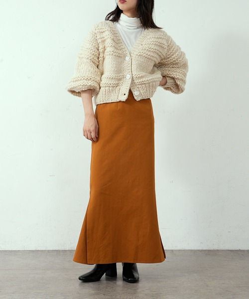 CIAOPANIC（チャオパニック）の「ハンドニットカーディガン（カーディガン/ボレロ・レディース・オフホワイト/モスグリーン/モカ・FREE）」の4枚目の写真