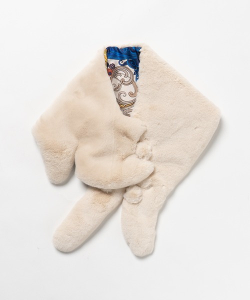 Fil Daraignee（フィルダレニエ）の「Fil Daraignee/cat rex（ストール/ショール・レディース・ピンク/オフホワイト/グレー/ブラック・FREE）」の2枚目の写真