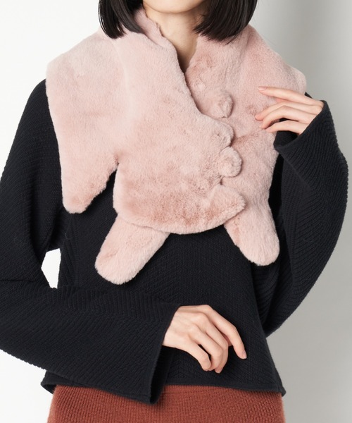 Fil Daraignee（フィルダレニエ）の「Fil Daraignee/cat rex（ストール/ショール・レディース・ピンク/オフホワイト/グレー/ブラック・FREE）」の7枚目の写真