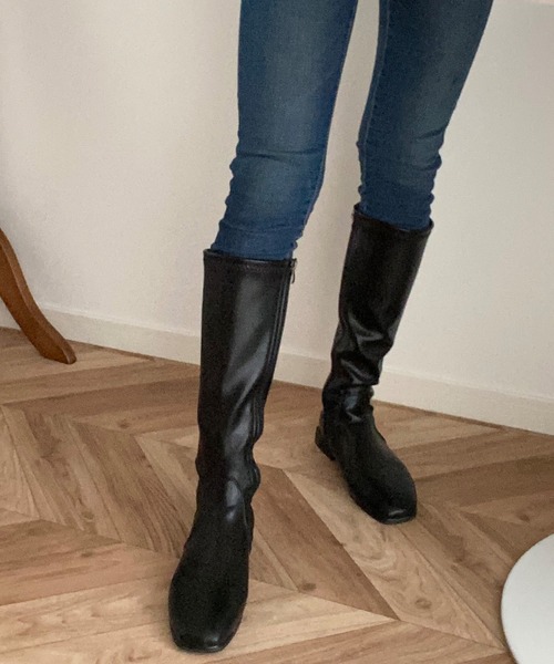 LAUIR（ラウアー）の「スクエアミドルブーツ（ブーツ・レディース・ブラック/ブラウン・38/39/35/36/37）」の2枚目の写真