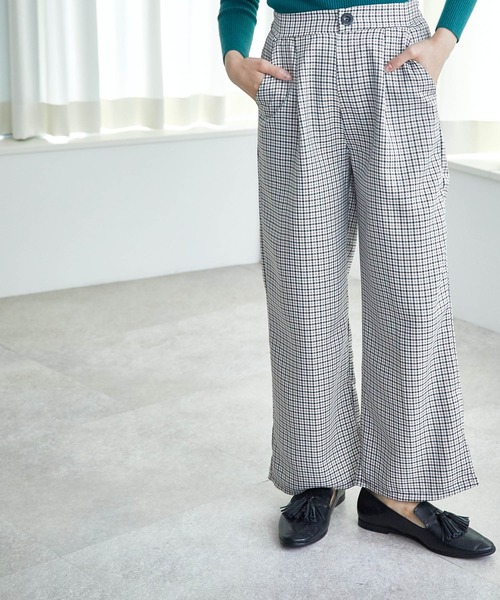 ECRIRE（エクリール）の「ワンタックチェックパンツ（その他パンツ・レディース・ブラック/ブラウン/ベージュ・M）」の15枚目の写真