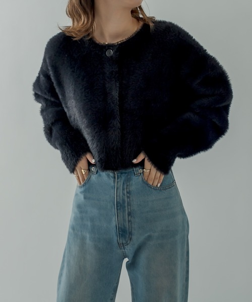 mystic(ミスティック)の「【2WAYアイテム】フェザーリバーシブルカーディガン(カーディガン/ボレロ・レディース・オフホワイト/ブラック/ブラウン/ベージュ・FREE)」の12枚目の写真