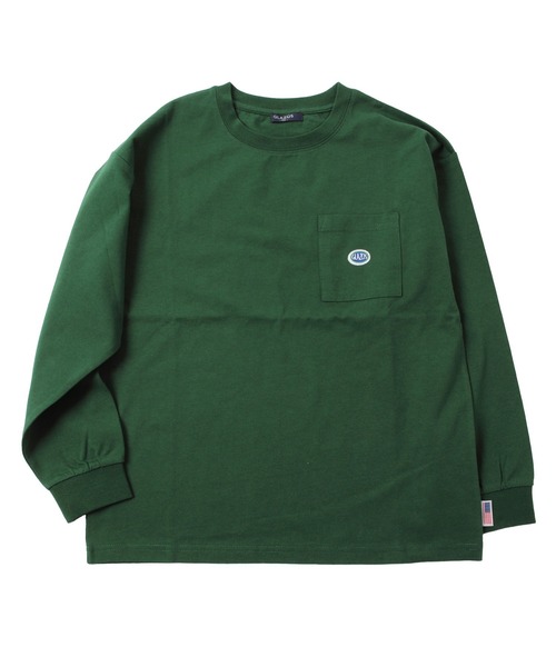 GLAZOS（グラソス）の「ミドルウエイト天竺・USAコットンドロップショルダーポケット長袖Tシャツ（Tシャツ/カットソー・キッズ・サックスブルー/ブラック/チャコールグレー/グリーン/アイボリー・130cm/170cm/150cm/160cm/140cm）」の4枚目の写真