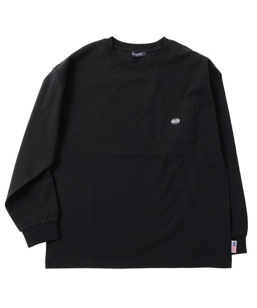 GLAZOS（グラソス）の「ミドルウエイト天竺・USAコットンドロップショルダーポケット長袖Tシャツ（Tシャツ/カットソー・キッズ・サックスブルー/ブラック/チャコールグレー/グリーン/アイボリー・130cm/170cm/150cm/160cm/140cm）」の2枚目の写真