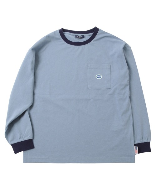 GLAZOS（グラソス）の「ミドルウエイト天竺・USAコットンドロップショルダーポケット長袖Tシャツ（Tシャツ/カットソー・キッズ・サックスブルー/ブラック/チャコールグレー/グリーン/アイボリー・130cm/170cm/150cm/160cm/140cm）」の6枚目の写真