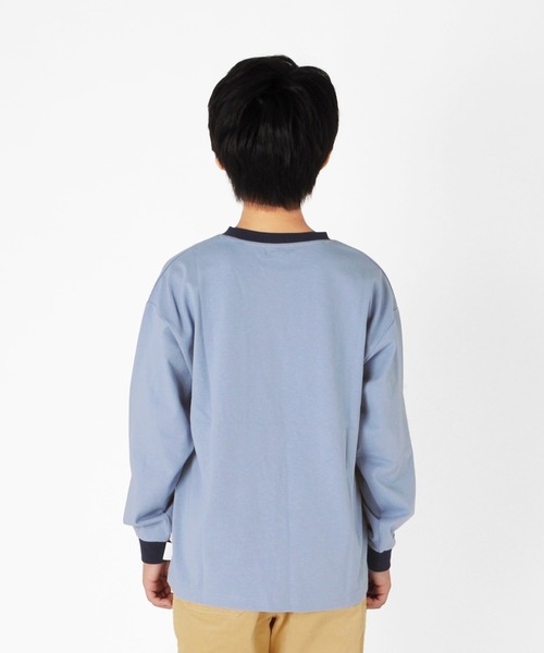 GLAZOS（グラソス）の「ミドルウエイト天竺・USAコットンドロップショルダーポケット長袖Tシャツ（Tシャツ/カットソー・キッズ・サックスブルー/ブラック/チャコールグレー/グリーン/アイボリー・130cm/170cm/150cm/160cm/140cm）」の9枚目の写真