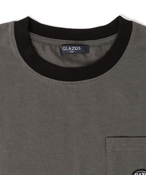 GLAZOS（グラソス）の「ミドルウエイト天竺・USAコットンドロップショルダーポケット長袖Tシャツ（Tシャツ/カットソー・キッズ・サックスブルー/ブラック/チャコールグレー/グリーン/アイボリー・130cm/170cm/150cm/160cm/140cm）」の10枚目の写真