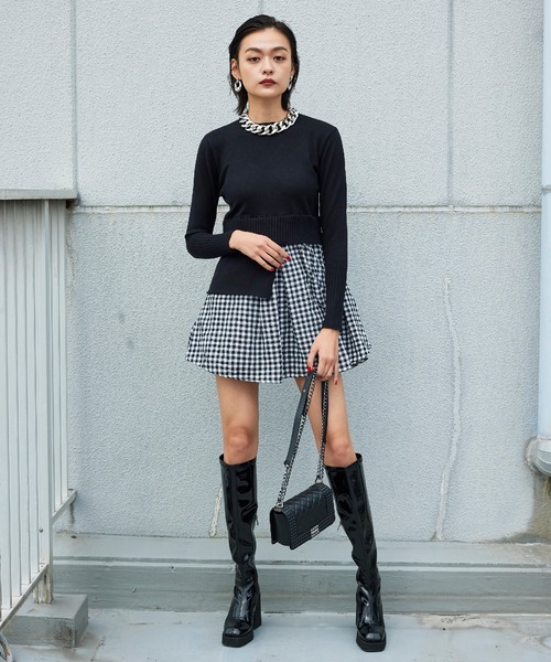 Narcissus（ナルシス）の「【Narcissus】レイヤードチェックニット（ニット/セーター・レディース・その他1・FREE）」の2枚目の写真