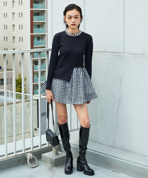 Narcissus（ナルシス）の「【Narcissus】レイヤードチェックニット（ニット/セーター・レディース・その他1・FREE）」の3枚目の写真