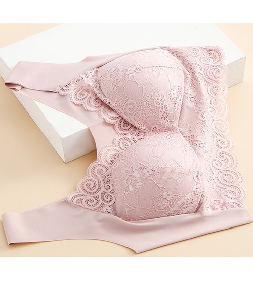 Lace Ladies（レースレディース）の「背面シームレスタイプ ノンワイヤーレースブラジャー（ナイトブラ・レディース・ベージュ/ブルーグレー/ブラック/ピンク・M/L/XL）」の22枚目の写真