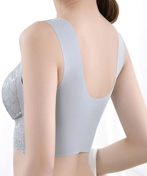 Lace Ladies（レースレディース）の「背面シームレスタイプ ノンワイヤーレースブラジャー（ナイトブラ・レディース・ベージュ/ブルーグレー/ブラック/ピンク・M/L/XL）」の14枚目の写真