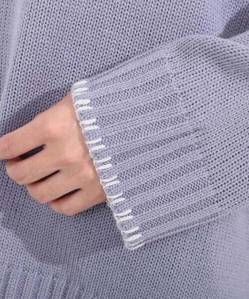 SHOO・LA・RUE（シューラルー）の「◆配色ステッチニットプルオーバー（ニット/セーター・レディース・ブラック系4/チョコ/ベージュ系その他7/ブルー系4・00）」の11枚目の写真