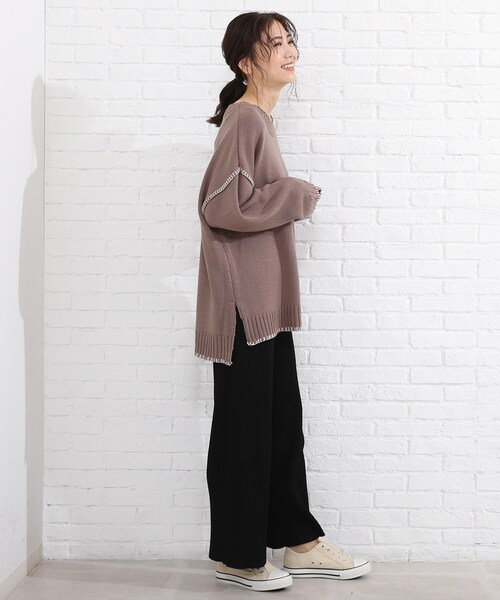 SHOO・LA・RUE（シューラルー）の「◆配色ステッチニットプルオーバー（ニット/セーター・レディース・ブラック系4/チョコ/ベージュ系その他7/ブルー系4・00）」の18枚目の写真