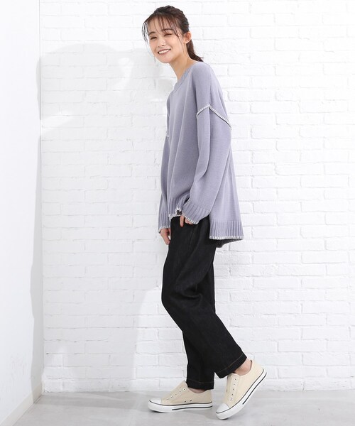 SHOO・LA・RUE（シューラルー）の「◆配色ステッチニットプルオーバー（ニット/セーター・レディース・ブラック系4/チョコ/ベージュ系その他7/ブルー系4・00）」の22枚目の写真