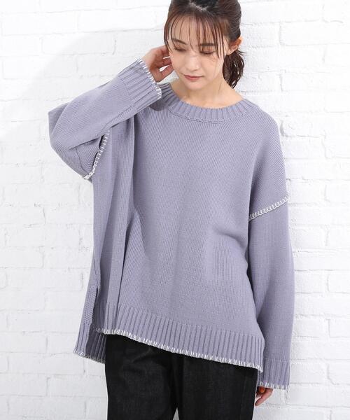 SHOO・LA・RUE（シューラルー）の「◆配色ステッチニットプルオーバー（ニット/セーター・レディース・ブラック系4/チョコ/ベージュ系その他7/ブルー系4・00）」の19枚目の写真