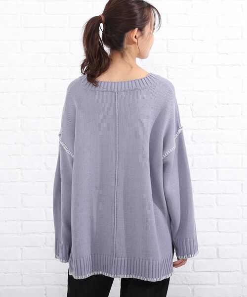 SHOO・LA・RUE（シューラルー）の「◆配色ステッチニットプルオーバー（ニット/セーター・レディース・ブラック系4/チョコ/ベージュ系その他7/ブルー系4・00）」の13枚目の写真