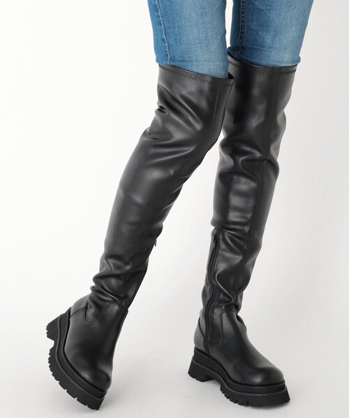 ESPERANZA(エスペランサ)の「◆ニーハイトラックソールワークブーツ(ブーツ・レディース・ブラック/アイボリー/ベージュ・L/S/LL/M)」の11枚目の写真