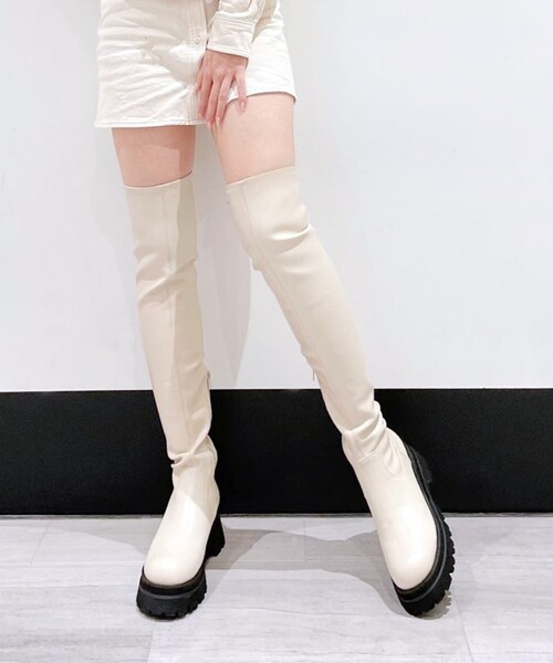 ESPERANZA(エスペランサ)の「◆ニーハイトラックソールワークブーツ(ブーツ・レディース・ブラック/アイボリー/ベージュ・L/S/LL/M)」の12枚目の写真