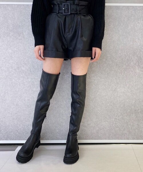 ESPERANZA(エスペランサ)の「◆ニーハイトラックソールワークブーツ(ブーツ・レディース・ブラック/アイボリー/ベージュ・L/S/LL/M)」の3枚目の写真