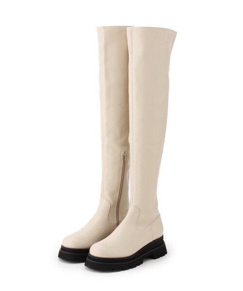 ESPERANZA(エスペランサ)の「◆ニーハイトラックソールワークブーツ(ブーツ・レディース・ブラック/アイボリー/ベージュ・L/S/LL/M)」の14枚目の写真