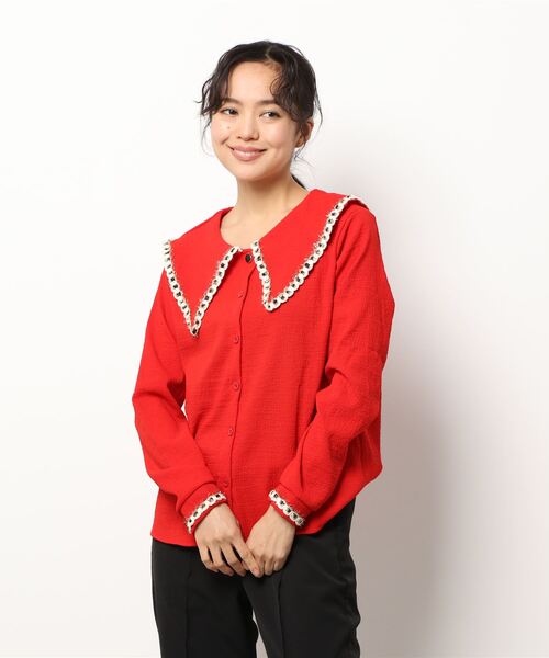 MAISON DE THERESE(メゾン ド テレーズ)の「ベビーネック 無地シャツブラウス(シャツ/ブラウス・レディース・ブラック/レッド/ベージュ・MEDIUM)」の3枚目の写真