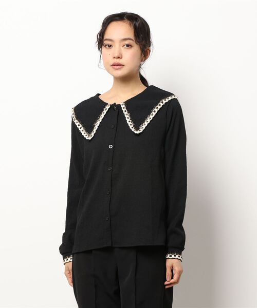 MAISON DE THERESE(メゾン ド テレーズ)の「ベビーネック 無地シャツブラウス(シャツ/ブラウス・レディース・ブラック/レッド/ベージュ・MEDIUM)」の2枚目の写真