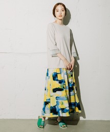 柄プリントドッキングワンピース