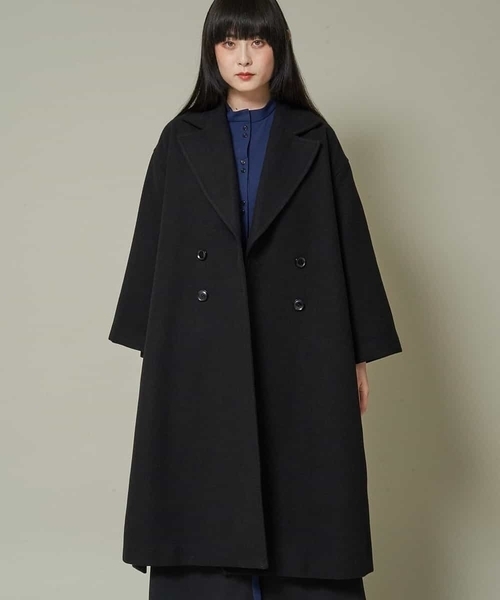 A de a.v.v（アードアー・ヴェ・ヴェ）の「フェイクウールサイドスリットロングコート（ステンカラーコート・レディース・ブラック/ベージュ/ライトブラウン・38/36）」の17枚目の写真