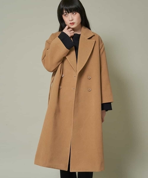 A de a.v.v（アードアー・ヴェ・ヴェ）の「フェイクウールサイドスリットロングコート（ステンカラーコート・レディース・ブラック/ベージュ/ライトブラウン・38/36）」の19枚目の写真