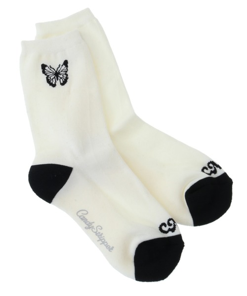 Candy Stripper（キャンディストリッパー）の「CND BUTTERFLY ソックス（ソックス/靴下・レディース・ブラック/オフホワイト/ラベンダー・FREE）」の4枚目の写真