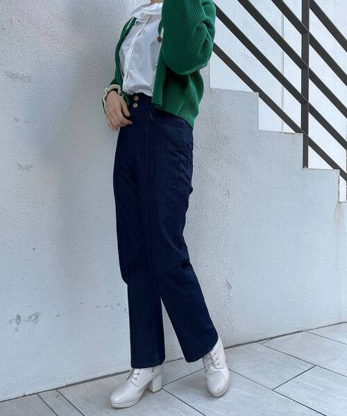 MAJESTIC LEGON（マジェスティックレゴン）の「バイカラーラインニットカーディガン（カーディガン/ボレロ・レディース・アイボリー/グリーン/ネイビー・MEDIUM）」の21枚目の写真