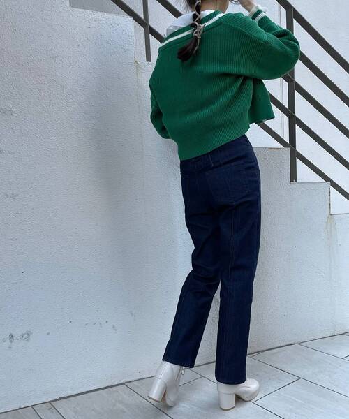 MAJESTIC LEGON（マジェスティックレゴン）の「バイカラーラインニットカーディガン（カーディガン/ボレロ・レディース・アイボリー/グリーン/ネイビー・MEDIUM）」の20枚目の写真