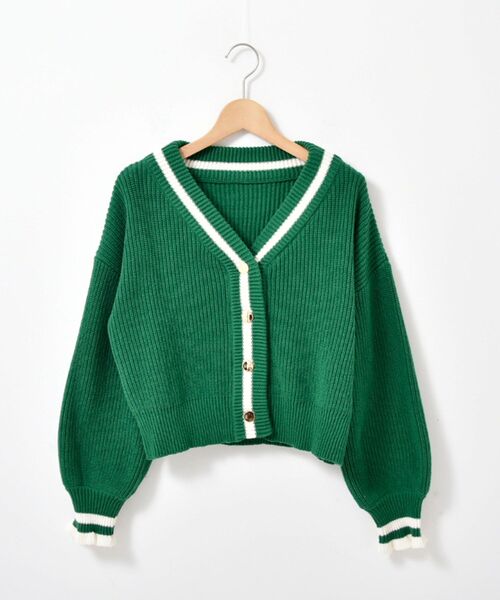 MAJESTIC LEGON（マジェスティックレゴン）の「バイカラーラインニットカーディガン（カーディガン/ボレロ・レディース・アイボリー/グリーン/ネイビー・MEDIUM）」の13枚目の写真