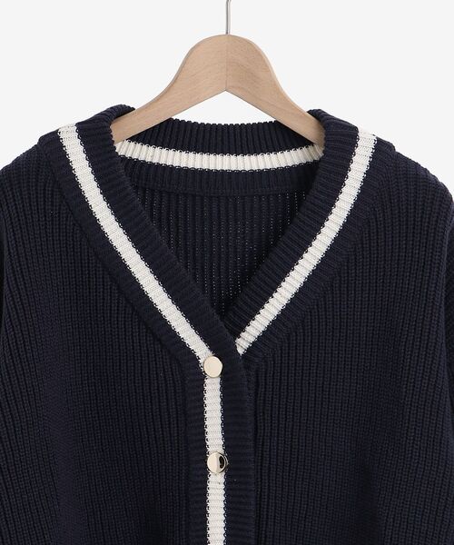 MAJESTIC LEGON（マジェスティックレゴン）の「バイカラーラインニットカーディガン（カーディガン/ボレロ・レディース・アイボリー/グリーン/ネイビー・MEDIUM）」の10枚目の写真