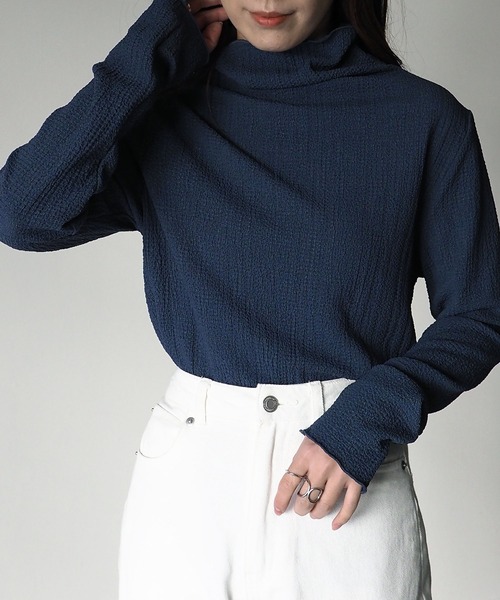 Riberry(リベリー)の「ハイネックメロートップス(Tシャツ/カットソー・レディース・ブラック/ネイビー/オフホワイト/イエロー・MEDIUM)」の14枚目の写真