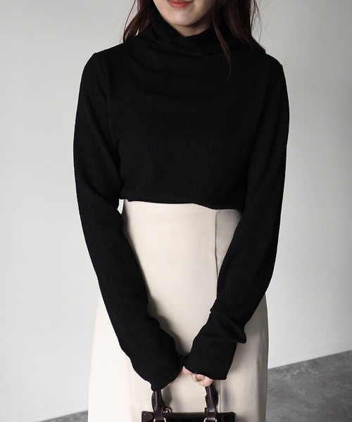 Riberry(リベリー)の「ハイネックメロートップス(Tシャツ/カットソー・レディース・ブラック/ネイビー/オフホワイト/イエロー・MEDIUM)」の8枚目の写真