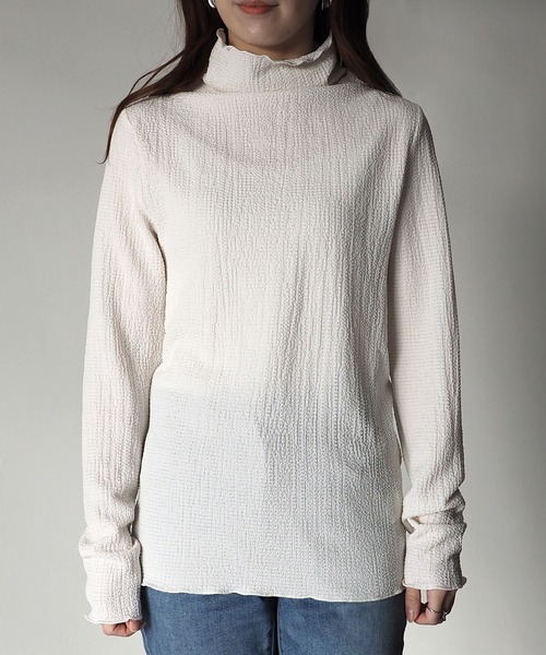 Riberry(リベリー)の「ハイネックメロートップス(Tシャツ/カットソー・レディース・ブラック/ネイビー/オフホワイト/イエロー・MEDIUM)」の16枚目の写真