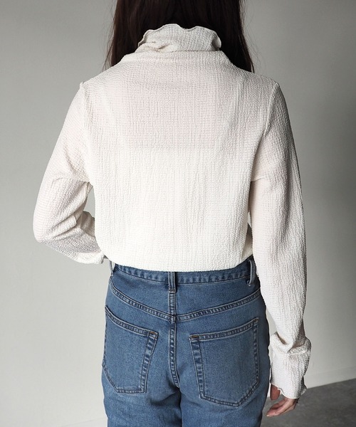 Riberry(リベリー)の「ハイネックメロートップス(Tシャツ/カットソー・レディース・ブラック/ネイビー/オフホワイト/イエロー・MEDIUM)」の7枚目の写真