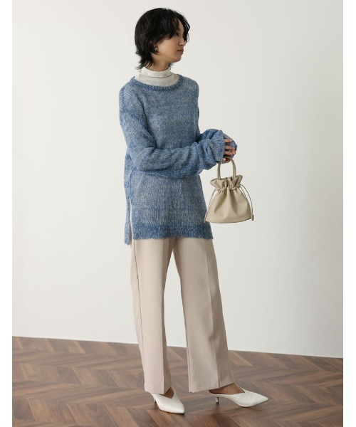 ニット セーター モヘアタッチローゲージニットチュニック レディース Re:EDIT（リエディ）の「モヘアタッチローゲージニット