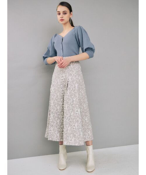 MERCURYDUO（マーキュリーデュオ）の「ジャガードタックフレアロングスカート（スカート・レディース・ライトグレー/ミント・SMALL/MEDIUM）」の5枚目の写真