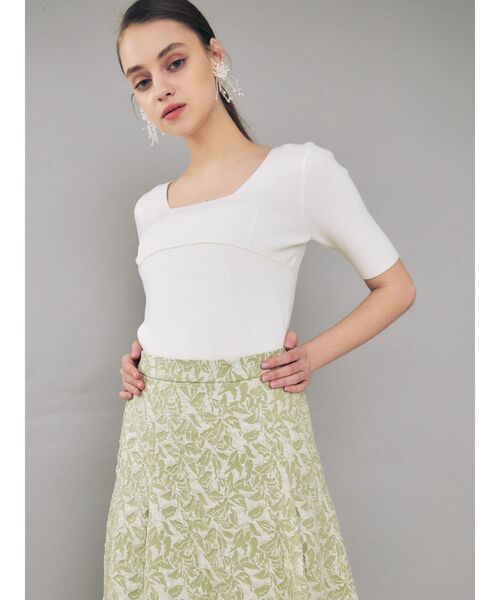 MERCURYDUO（マーキュリーデュオ）の「ジャガードタックフレアロングスカート（スカート・レディース・ライトグレー/ミント・SMALL/MEDIUM）」の9枚目の写真